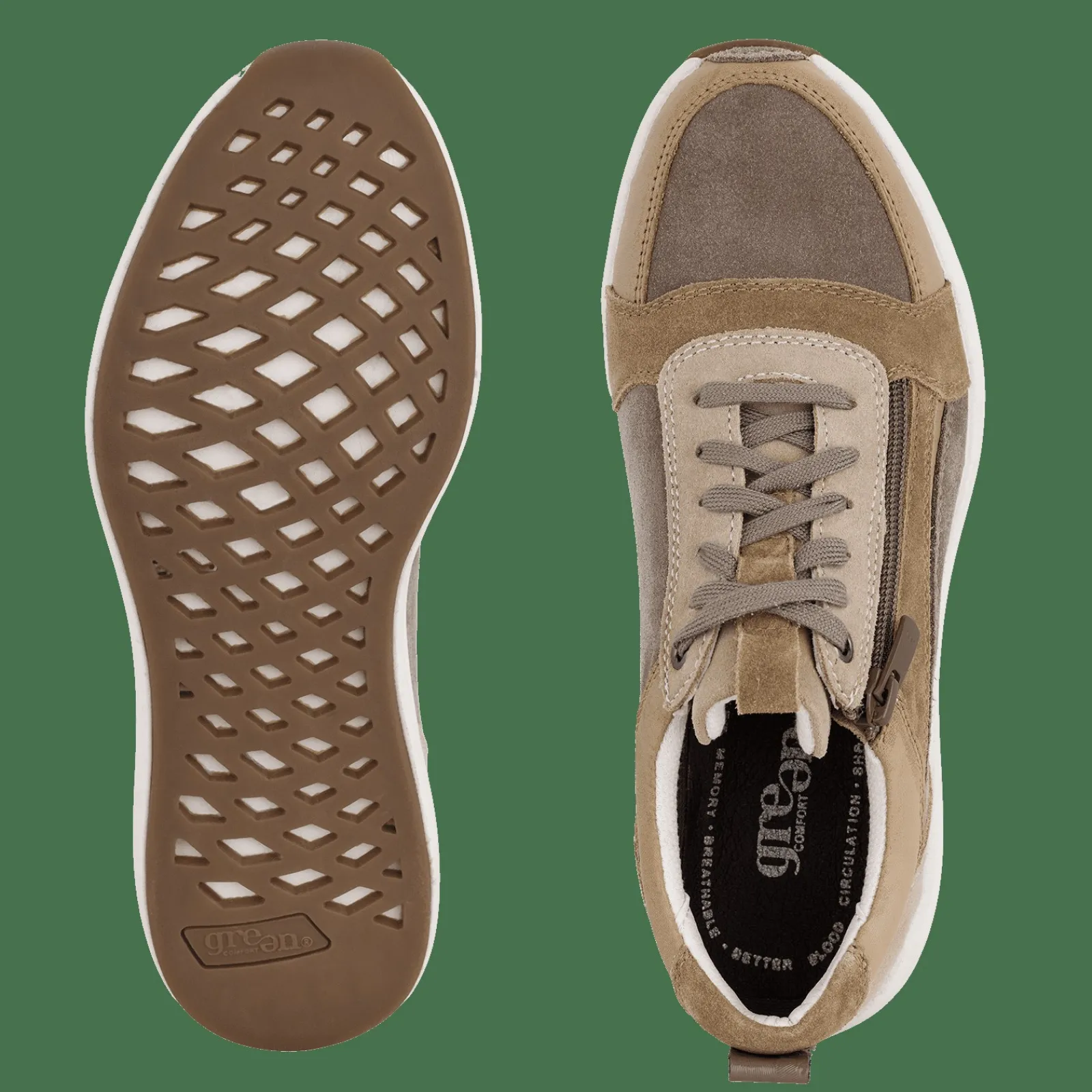 Snøresko>Green Comfort Ivy Isma - Stone