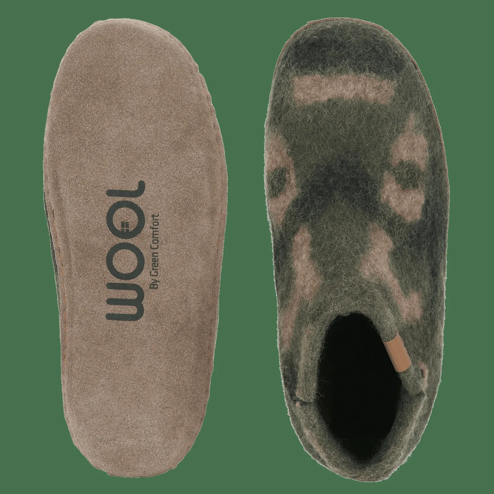 Hjemmesko Med Skindsål>Green Comfort Wool Everest - Mix Olive