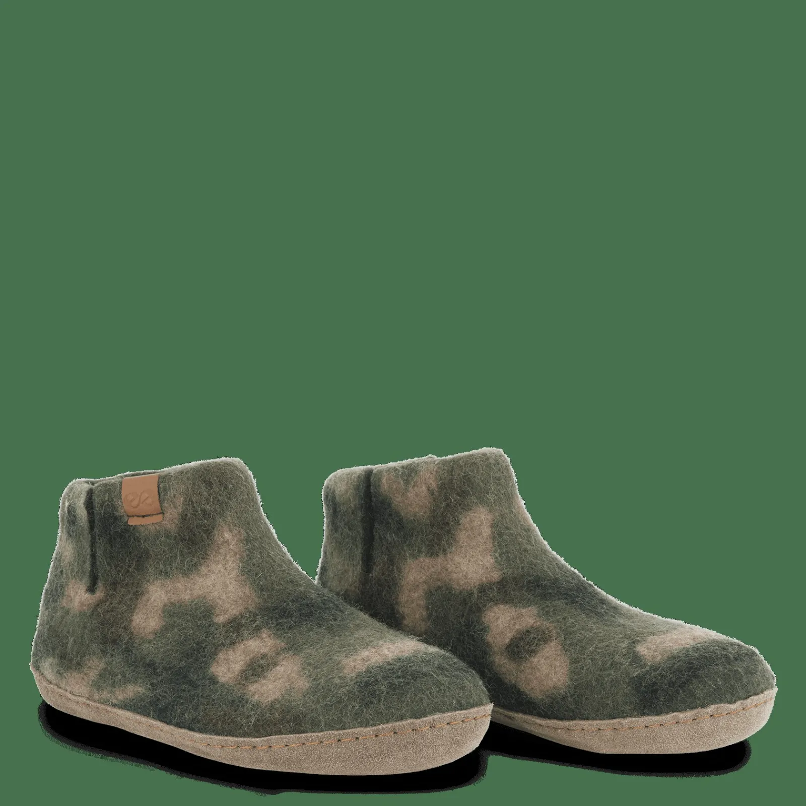 Hjemmesko Med Skindsål>Green Comfort Wool Everest - Mix Olive